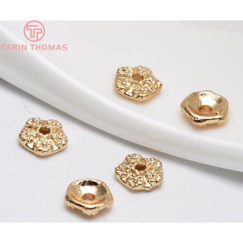 20PCS 7.5MM 24K Champagne Gold Color Plated Brass Flower Beads Caps High Quality Diy Jewelry Accessories
