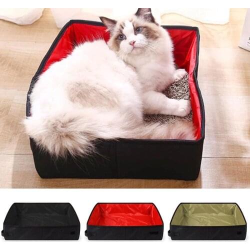 Folding Travel Pet Cat Litter Box Dog Toilet Tray Folding Cat Litter Bedpan Waterproof Outdoor Foldable Cat Litter Box