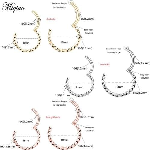 Miqiao 2pcs European and American Body Piercing Jewelry New Stainless Steel Nose Ring Shower Ring