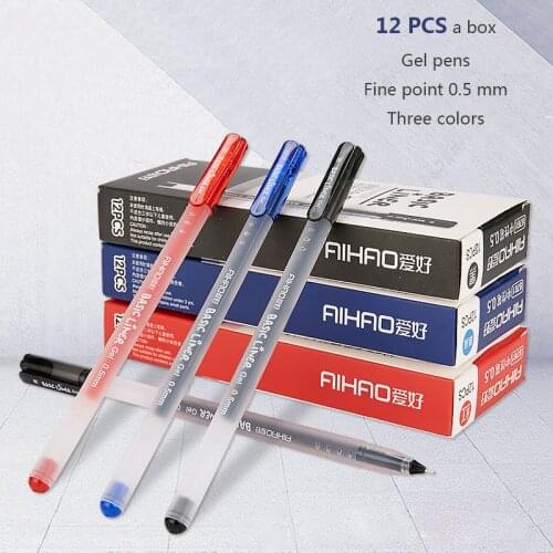 12 pcs/box Gel pens Super Large Capacity No-Refill Fine point 0.5mm Smooth writing Fast dry gel pens writing cute stationary