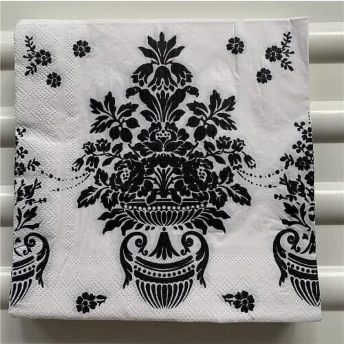 20 vintage napkins paper tissue decoupage black white flower towel birthday wedding party home hotel decor Guardanapo serviettes