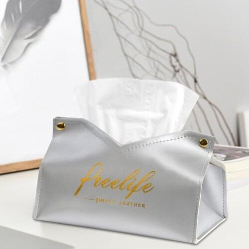 Desktop Tissue Box Car Paper Storage Case Faux Leather Napkin Contanier Decor for Office Living Room Flat /V Mouth