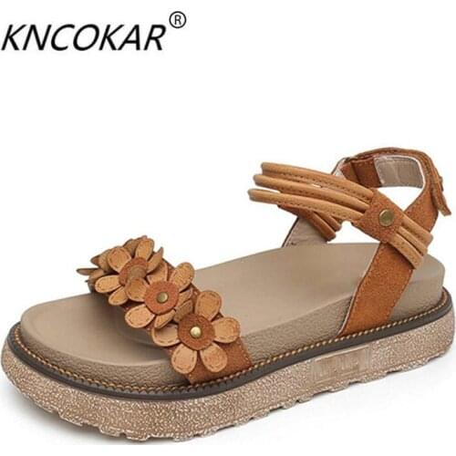 KNCOKAR2018Large size sandal simple womens summer new style platform shoes, Korean version of the womens shoes and the retro