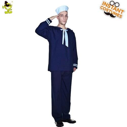 Blue Sailor Costume Mens Career of Sailor Role Play Fancy Dress For Adult Halloween Party Outfits