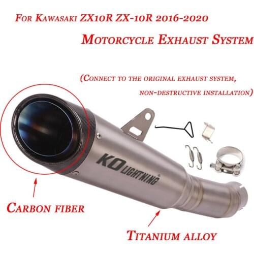 Motorcycle Middle Link Tubes Tail Exhaust Muffler Pipe Set System Silp on for Kawasaki zx10r ZX-10R 2016 2017 2018 2019 2020