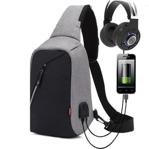 Multifunction Crossbody Bag Men External USB Charging Shoulder Messenger Bags Male Waterproof Reflective Travel Chest Bag