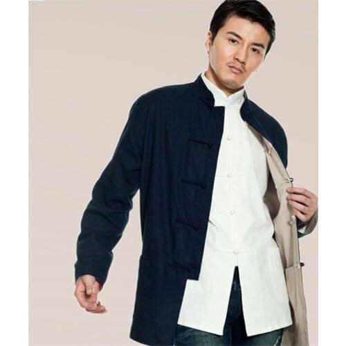 Traditional Chinese Tops for Men Tang Suit Cotton Linen Vintage Kung Fu Clothing Double Sided Wear Hanfu Party