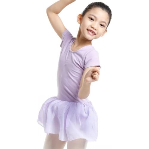 Leotards for girls Cotton ballet skirt pink,black,purple,blue dancewear Spandex ballet leotards for kids--Short Sleeve Dress