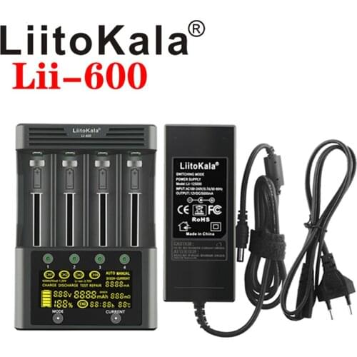 LiitoKala lii-600 Li-ion-3.7V Ni-MH1.2V Battery Charger 4 Slots Independent Charging Portable 18350 16340 14500 Battery Charger