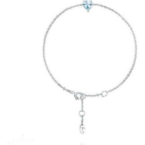 SLJELY Fashion Real 925 Sterling Silver Simple Love Heart Zricon Chain Bracelet Women Luxury Brand Fine Party Jewelry Gift