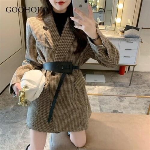 2021 Elegant Autumn Winter Plaid Women Blazers Coat Causal Long Sleeve Tweed Coat Short Office Ladies Pocket Women Suit Blazer