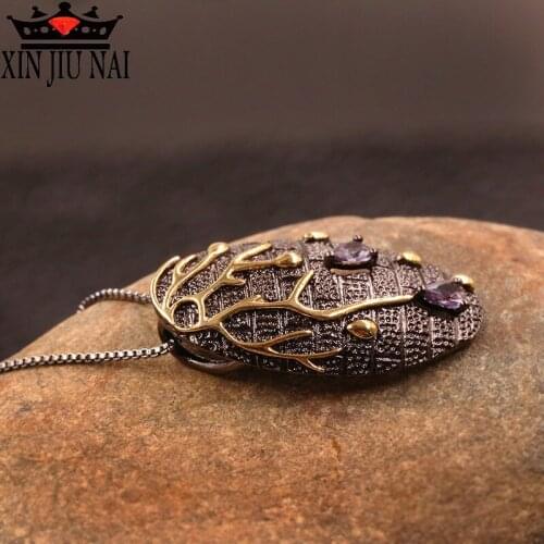 Exaggerated Tree Branch Zircon Necklace for Women Vintage Two Tone Tungsten Gold Oval Personalized Punk Finger Necklace Jewelry