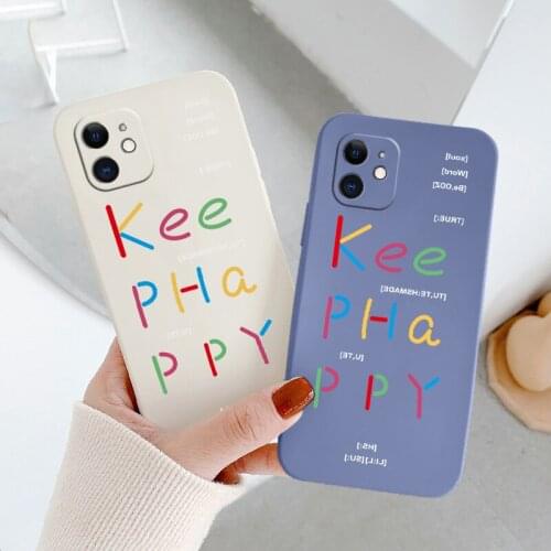 Keep Happy Liquid Silicone Case For iPhone 12 Pro Max Mini 11 Pro Max X XR XS MAX SE2020 8 7 6 6S Plus Soft Phone Back Cover