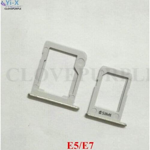 10Sets/Lot Silver SIM Card Tray Holder + Micro SD Tray Slot Adapters For Samsung Galaxy E5 E500 E7 E700 Repair Parts