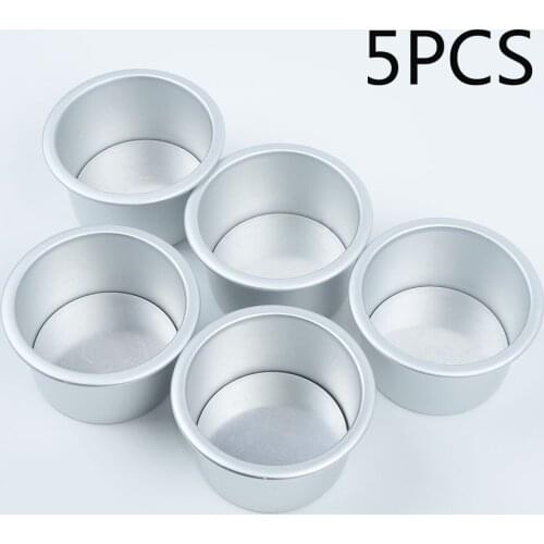 3pcs/lot Hot 2inch Diameter 6cm Aluminum Alloy Round Mini Cake Pan Removable Bottom Pudding Mold DIY Baking Tools