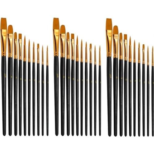 30 Pcs Paint Brushes Nylon Hair Brush for Acrylic Painting Oil Painting Watercolor Painting Face Painting