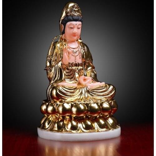 30CM large- high grade jade gold Guanyin Buddha # Home family bless Safe health LUCKY efficacious Talisman Sculpture statue