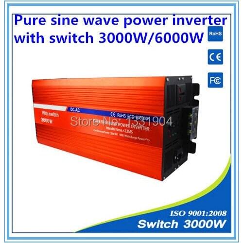 3000W pure sine wave inverter DC24V to AC220V inverter,solar power inverter with auto transfer switch