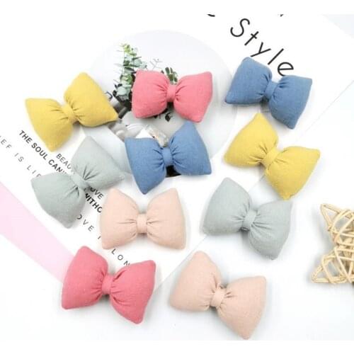 5Pcs Cute Cloth Bowknots Appliques Ornaments DIY Craft Supplies Kids Hair Accessories Materials Sewing Shoe Garment Padded Patch