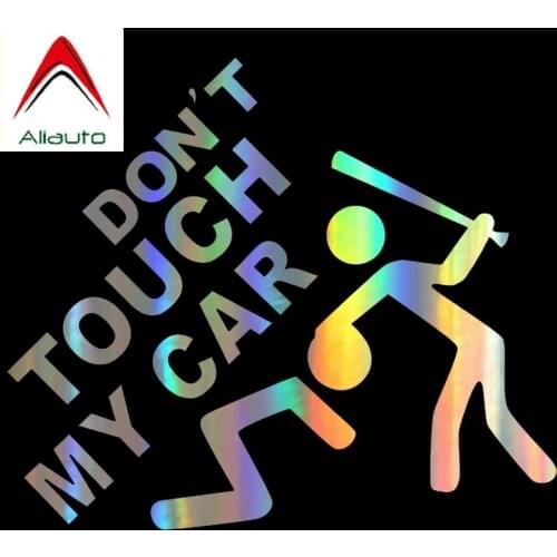 Aliauto Funny Car Sticker Don't Touch My Car Auto Motorcycles Accessories Laser JDM Vinyl Decal for Audi Smart Passat,14cm*12cm