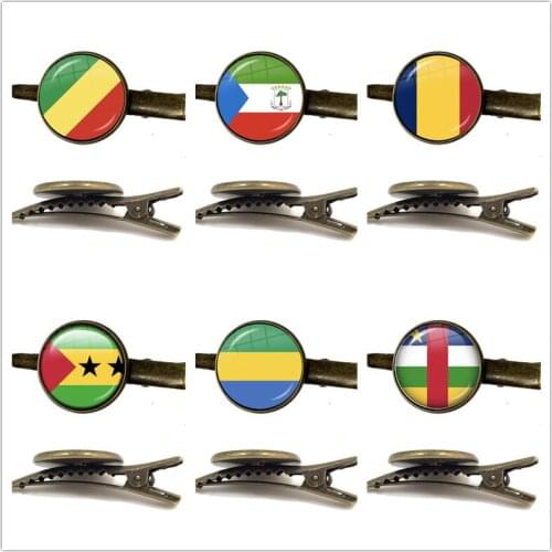 Chad,Central African,Equatorial Guinea,Gabonese,Congo,Sao Tome And Principe National Flag Antique Bronze Tie Clip Jewelry Gift