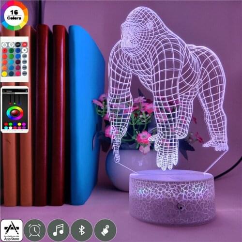 Atmosphere Night Light LED Gorilla 3D Desk Lamp Touch Sensor Nightlight Color Changing Decor Child Hotel Room Decor APP Control