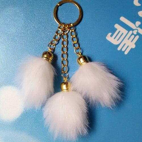New 3 Pompon Key Chain Fluffy Fake Fur Ball Key Ring Cute Pendant Bag Charming Car Key Holder Personality Gifts