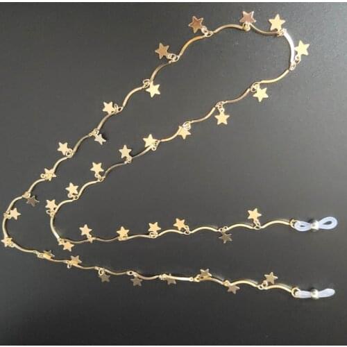 Q Fashion Metal Glasses Chains Women Girls Sunglasses Holder Necklace Reading Glasses Non-slip Lanyard Stars Eyewear Strap Cords