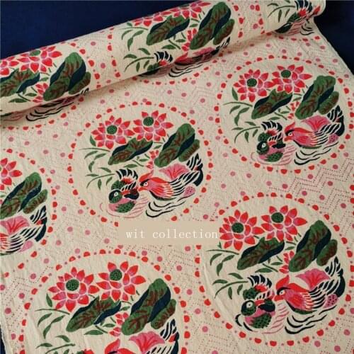 CF648 Mandarin Duck Manual Weaving 100% Cotton Fabrics Handicraft Printing And Dyeing Coarse Fabrics Decoration Table Clothes