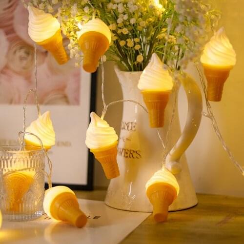 Hamburger Fries Decoration Lamp LED Ice Cream Lights String Childrens Room Restaurant Decoration Birthday Party Ornaments