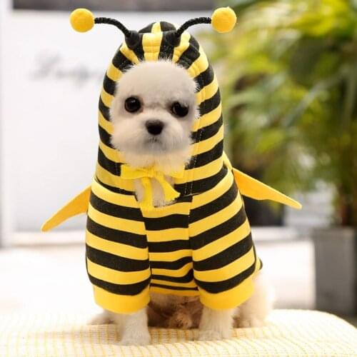 Little Bee Costumes For Dogs Cats Clothes Winter Warm Pet Dog Jacket Coat Puppy Small Medium Soft Fleece Funny Chihuahua Clothes