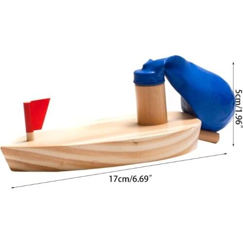 Wooden Balloon Powered Boat Children Water Playing Bathing Toy Kid Birthday Gift