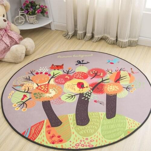 Childrens Cartoon Bedroom Bedside Cushion Cloakroom Dressing Table Computer Chair Floor Mat Living Room Tea Table Circular Rugs