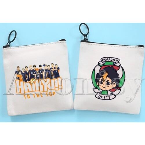 Oya Oya Oya Haikyuu Kuroo Funny Anime Graphic Cute Solid Color Canvas Coin Purse Small Fresh New Zipper Key Bag Hand Gift Bag