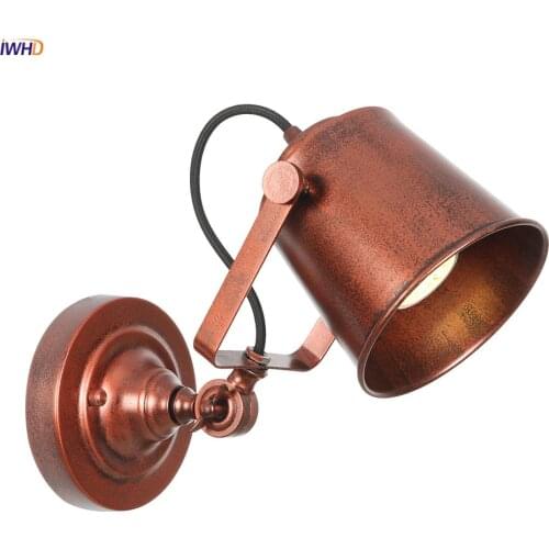 IWHD Rustic Antique LED Wall Sconce Bedroom Bar Porch Mirror Stair Light Loft Decor Industrial Wall Lamp Vintage Apliques Pared
