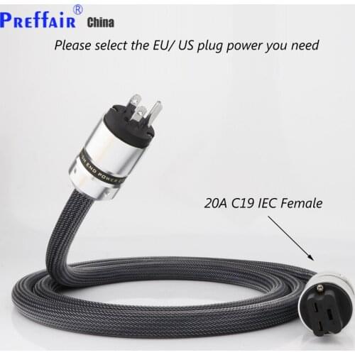 Preffair HI-End HIFI C19 Power Cable Silver Plated Power Cord 24K Gold Plated US Power Cable Plug 20A C19 IEC Female