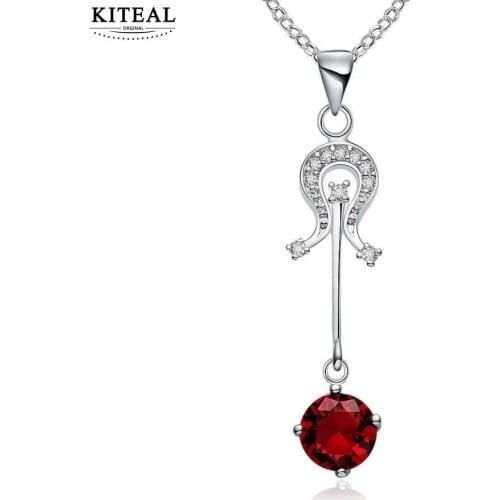 KITEAL 2017 newest silver Silver color female necklaces & pendants Red/blue/white round zircon collane bijouterie