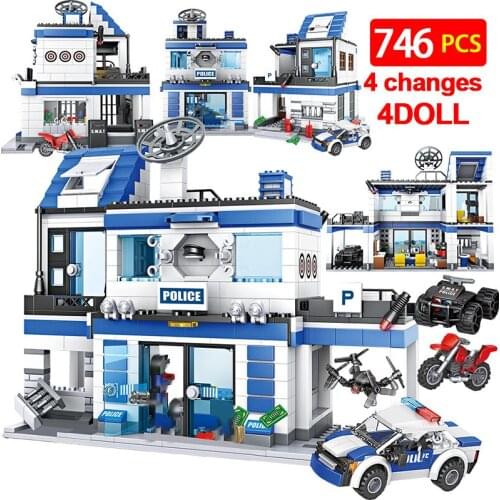 746PCS Building Blocks Military Helicopter SWAT WW2 Car Team Bricks Educational Toy