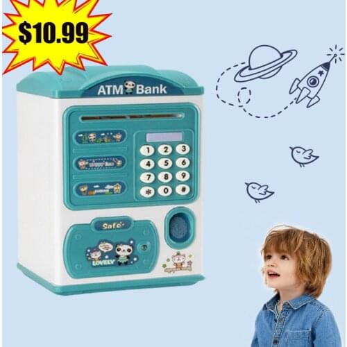 Money Box With Fingerprint Piggy Bank Electronic ATM Savings Box For Coins Cash Safe Large Coin Bank Password Lock For Children