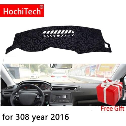 Rose Pattern Non-slip Dashmat Dash Mat Dashboard Cover Pad Cover Carpet Car Sticker for peugeot 308 2016 2017-2019 Car Styling