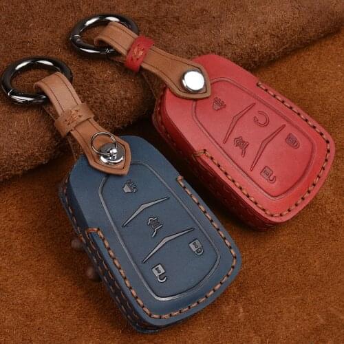Leather Car Key Case Cover For Cadillac Escalade ESV XTS ATS CTS SRX 6BT CT6 ATS-L XT5 BLS 2015 2016 Accessories Ring