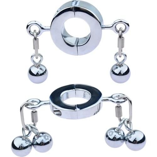 Metal Penis Ring Testicle Ball Stretcher Scrotum Massager Cock Lock Ring Pendant Heavy Weight For Men Penis Exercise Training