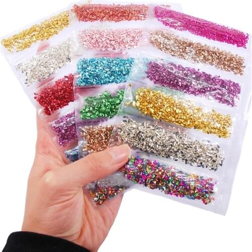1 Bag 6 Grid Mixed Nail Art Rhinestones Set 3D Colorful Glitter Gravel Crystal Gem Steel Beads Nail Charms Polish Nail Supplies