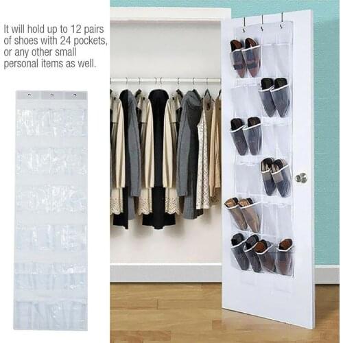 Newest Useful 24 Pockets Over The Door Behind Shoe Organizer Rack Hanging Organizers Space Saver Rack Hanging Storage Hanger