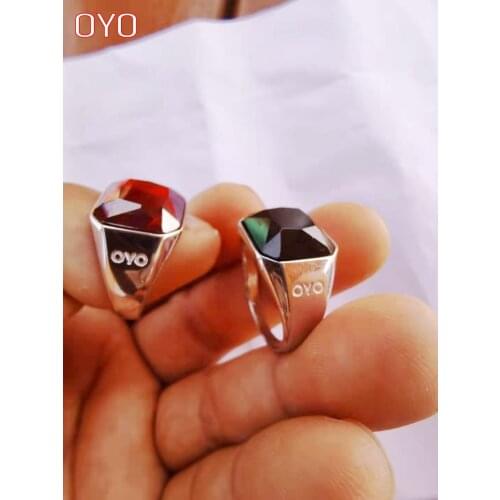 100% 925 Sterling Silver Natural Garnet Mens Engagement Ring OYO Brand