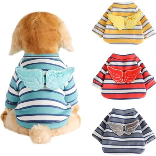 Puppy Clothes Dog Hoodie Wings Stripes Sweatshirt Dogs Pet Clothing Chihuahua Small Dog Costumes Bulldog