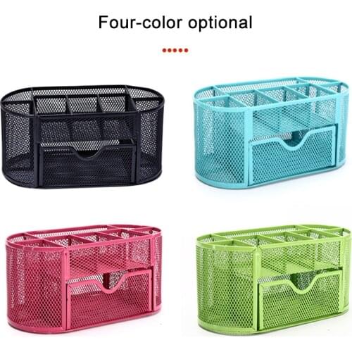 Desk Organizer for Stationery Office Supplies Pen Holder Multi-Functional Mesh Desk Organization Storage with 1 Drawer DU55
