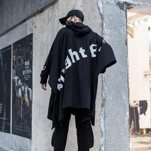 Autumn winter men nightclub DJ singer punk hiphop hoodies long cape oversize hooded cloak men harajuku streetwear stage costume