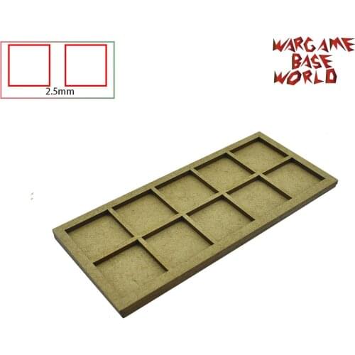 Wargame Base World - Movement Tray -10/15/20 25mm square bases - MDF Laser Cut