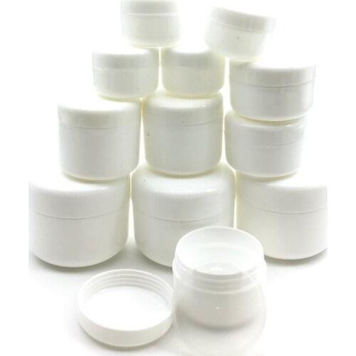 1000Pcs 10g/20g/30g/50g Plastic Empty Makeup Jar Pot Refillable Sample bottles Travel Face Cream Lotion Cosmetic Container White